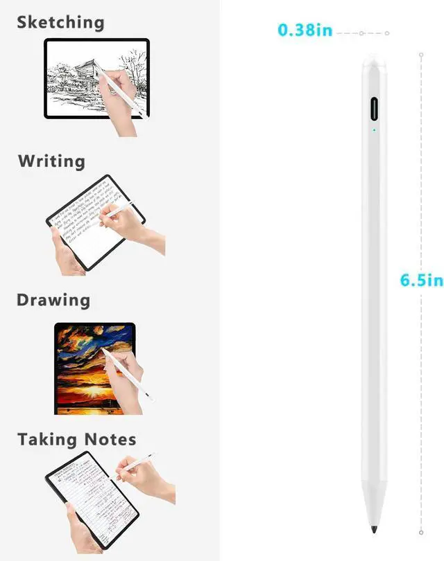 Alt view image 7 of 7 - Stylus Pen for iPad (2018-2025) with Fast Charging & Palm Rejection Pencil for  iPad 11th A16/10/9/8/7/6th Pro 1113M4/12.9 inch Air 11/13 inch M3 2025&M2 2024/5/4/3rd Mini A17 Pro/6/5th