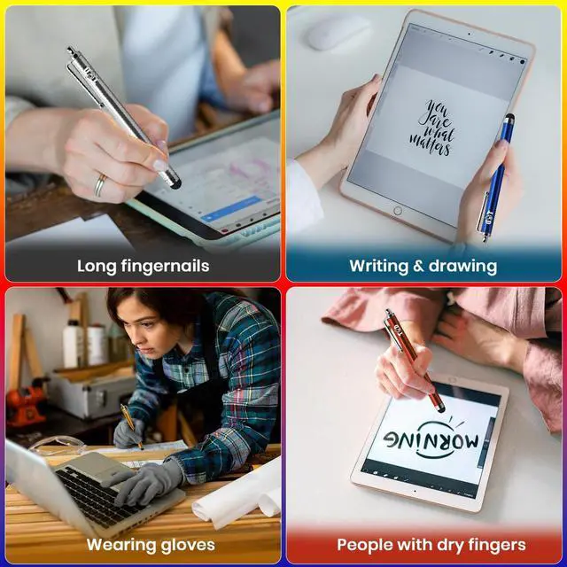 Alt view image 5 of 7 - TCD 10 Pack Stylus Pen for Touch Screen Universal Capacitive Digital Stylus Pen for iPad iPhone Tablet Laptop  Premium Thick Styluses for All Touchscreen Devices with Rubber Tip Multi Colors