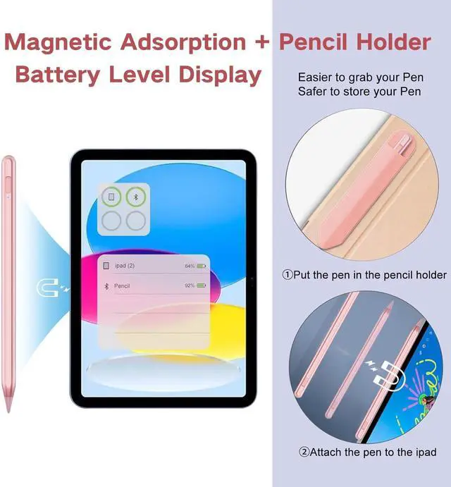 Alt view image 4 of 7 - Stylus Pen for iPad 2018-2025 with Palm Rejection  Pencil for Pad11th/10th/9th/8th/7th/6th Gen iPad Pro 11/12.9 inch New iPad Air 2025 11&13-inch(M3/2) /5th/4th/3th Gen iPad mini 6th/5th