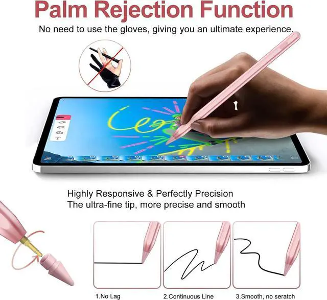 Alt view image 3 of 7 - Stylus Pen for iPad 2018-2025 with Palm Rejection  Pencil for Pad11th/10th/9th/8th/7th/6th Gen iPad Pro 11/12.9 inch New iPad Air 2025 11&13-inch(M3/2) /5th/4th/3th Gen iPad mini 6th/5th