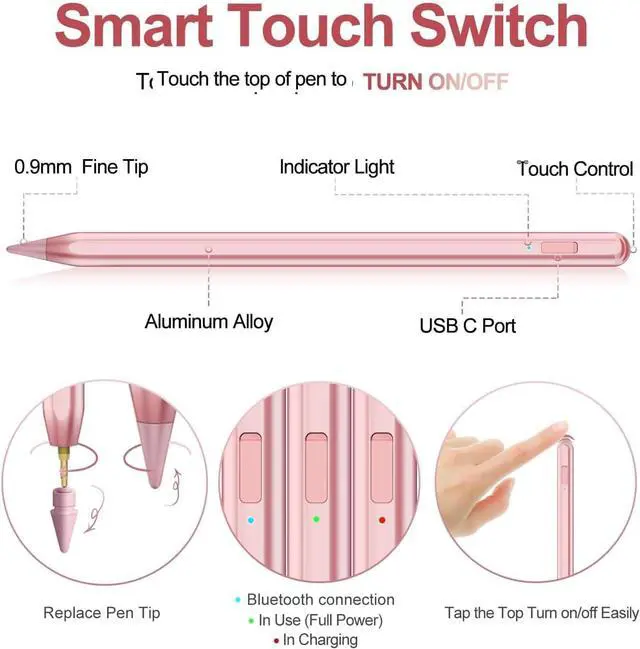 Alt view image 6 of 7 - Stylus Pen for iPad 2018-2025 with Palm Rejection  Pencil for Pad11th/10th/9th/8th/7th/6th Gen iPad Pro 11/12.9 inch New iPad Air 2025 11&13-inch(M3/2) /5th/4th/3th Gen iPad mini 6th/5th