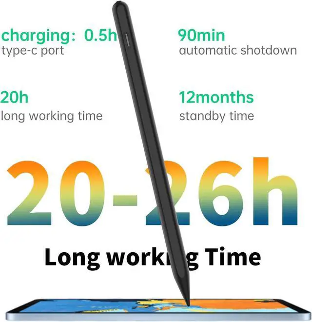 Alt view image 4 of 7 - Stylus Pen for  iPad Pro 13/12.9/11-inch iPad Air M3/M2 2025 13/11-inch iPad Pro Pencil 3/4/5/6th Generation iPad 11th-6th Gen Compatible (2018-2025) with Fast Charging & Palm Rejection