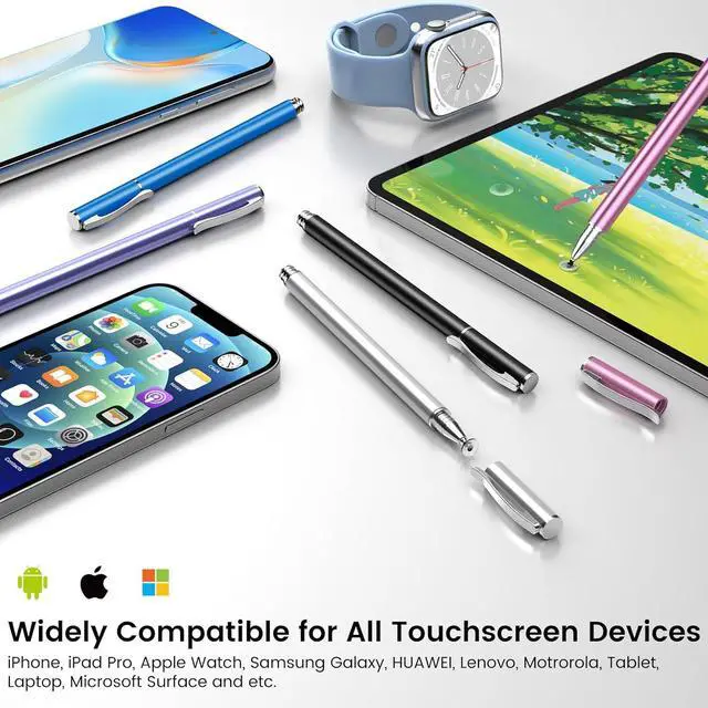 Alt view image 4 of 6 - Stylus Pen for Touchscreen 5 Pack High Sensitivity Capacitive Stylus Pencil for iPad iPhone Chromebook Android Tablets Universal Touch Screens with Extra 5 Disc Tips