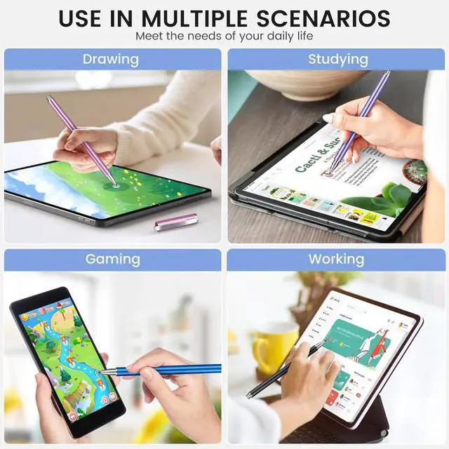 Alt view image 5 of 6 - Stylus Pen for Touchscreen 5 Pack High Sensitivity Capacitive Stylus Pencil for iPad iPhone Chromebook Android Tablets Universal Touch Screens with Extra 5 Disc Tips