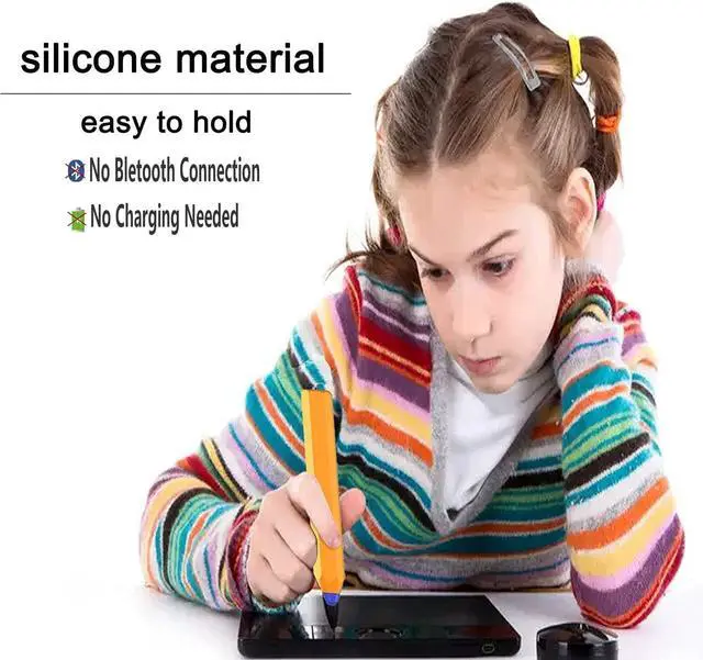 Alt view image 4 of 6 - 2025 Stylus Pens for Touch Screens Crayon Stylus for Kids Pencil Shape 3 Pack of Pink Blue Yellow Universal Capacitive Stylus Compatible with ipad/iPhone/Android/Kindle//