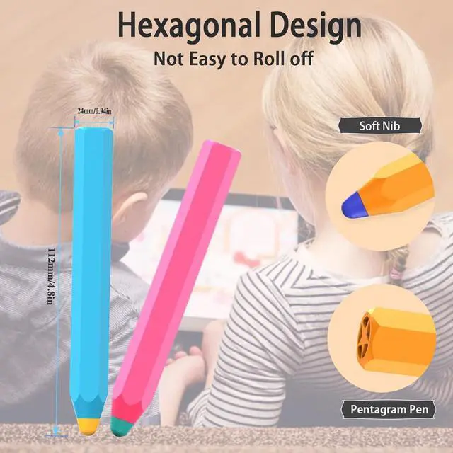 Alt view image 5 of 6 - 2025 Stylus Pens for Touch Screens Crayon Stylus for Kids Pencil Shape 3 Pack of Pink Blue Yellow Universal Capacitive Stylus Compatible with ipad/iPhone/Android/Kindle//