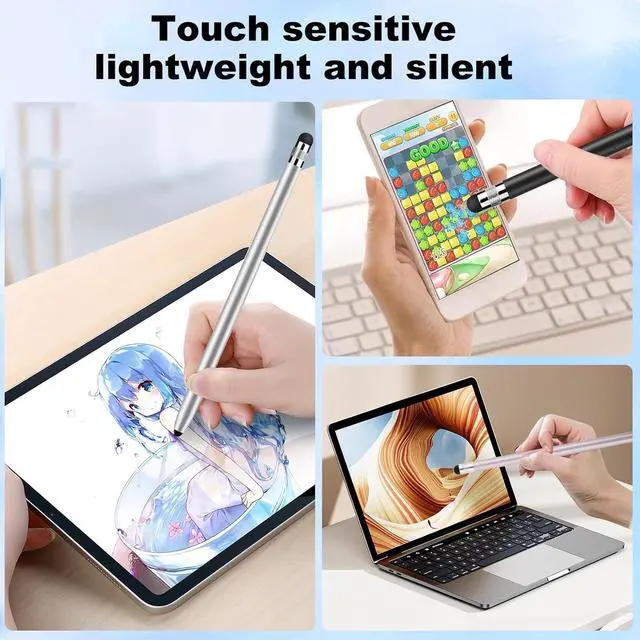 Alt view image 3 of 6 - 4 Pcs Stylus Pen for Touch Screen Work for iPad/iPhone/Android Tablets Stylus 2-in-1 Sensitivity and High Precision Compatible with All Touch Screens