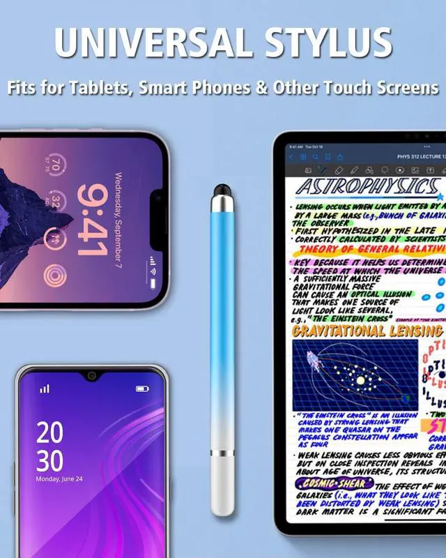 Alt view image 2 of 6 - Stylus Pens for Touch Screens Universal 2 in 1 Stylus Pen for iPad Compatible with iPhone iPad Android  Tablets Phones Surface [5 Pack]-Blue Green Pink Purple Yellow