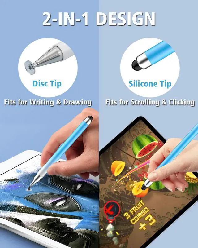 Alt view image 3 of 6 - Stylus Pens for Touch Screens Universal 2 in 1 Stylus Pen for iPad Compatible with iPhone iPad Android  Tablets Phones Surface [5 Pack]-Blue Green Pink Purple Yellow