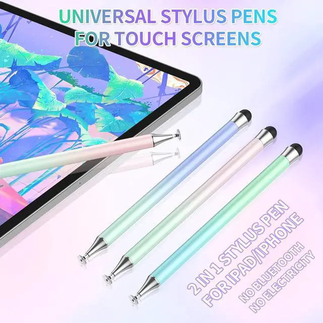 Alt view image 2 of 7 - Stylus Pen for Touchscreen (4Pcs) 2 in 1 Stylus Pen for iPad High Precision and Sensitivity Rubber Tips and Disc Compatible with iPad/iPhone/Android Tablets and All Touch Screens Devices (Light)