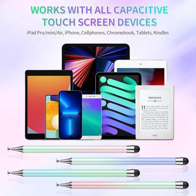 Alt view image 3 of 7 - Stylus Pen for Touchscreen (4Pcs) 2 in 1 Stylus Pen for iPad High Precision and Sensitivity Rubber Tips and Disc Compatible with iPad/iPhone/Android Tablets and All Touch Screens Devices (Light)