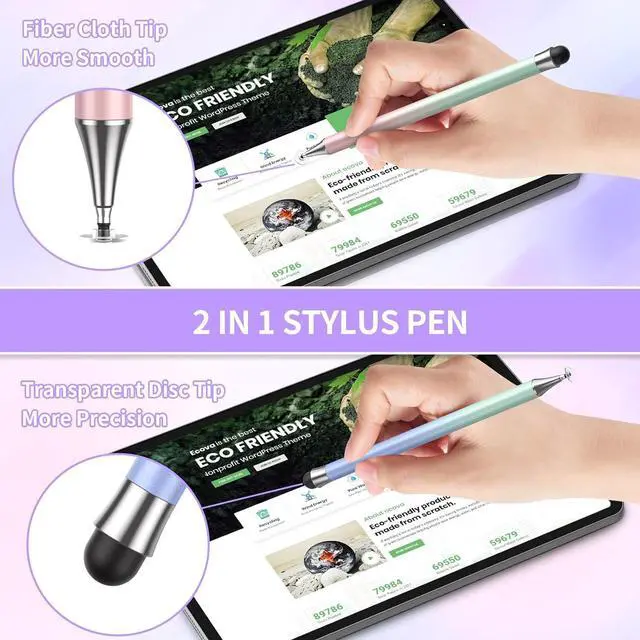 Alt view image 4 of 7 - Stylus Pen for Touchscreen (4Pcs) 2 in 1 Stylus Pen for iPad High Precision and Sensitivity Rubber Tips and Disc Compatible with iPad/iPhone/Android Tablets and All Touch Screens Devices (Light)