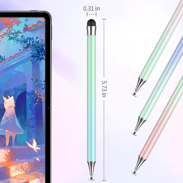 Alt view image 6 of 7 - Stylus Pen for Touchscreen (4Pcs) 2 in 1 Stylus Pen for iPad High Precision and Sensitivity Rubber Tips and Disc Compatible with iPad/iPhone/Android Tablets and All Touch Screens Devices (Light)