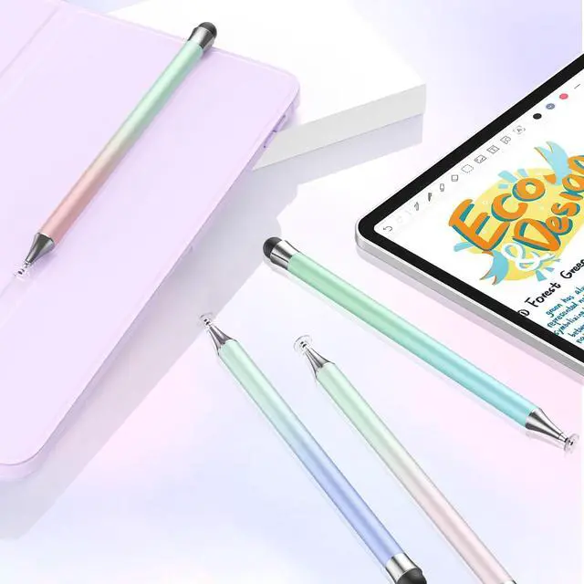 Alt view image 7 of 7 - Stylus Pen for Touchscreen (4Pcs) 2 in 1 Stylus Pen for iPad High Precision and Sensitivity Rubber Tips and Disc Compatible with iPad/iPhone/Android Tablets and All Touch Screens Devices (Light)