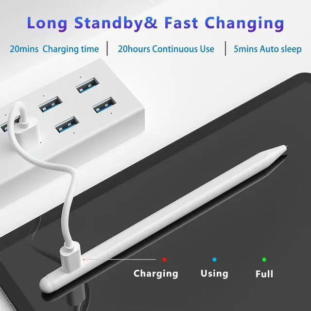 Alt view image 6 of 7 - Stylus Pen for iPad (2018-2025) with Fast Charging & Palm Rejection Pencil for  iPad 11th A16/10/9/8/7/6th Pro 1113M4/12.9 inch Air 11/13 inch M3 2025&M2 2024/5/4/3rd Mini A17 Pro/6/5th