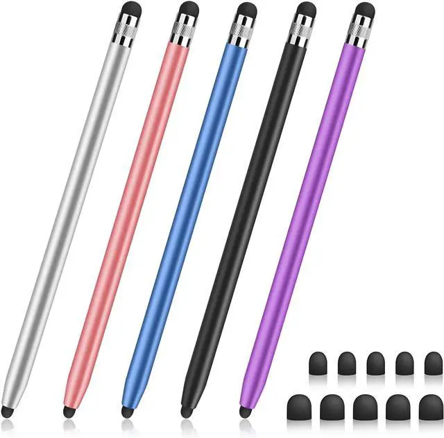 Main image of Stylus Pen for Touchscreen [5 Pack] Stylus for iPad iPhone Android Phone Tablet Stylist High Sensitivity & Precision Fine Point Rubber Ends Universal capacitive Touch Screen Pencil