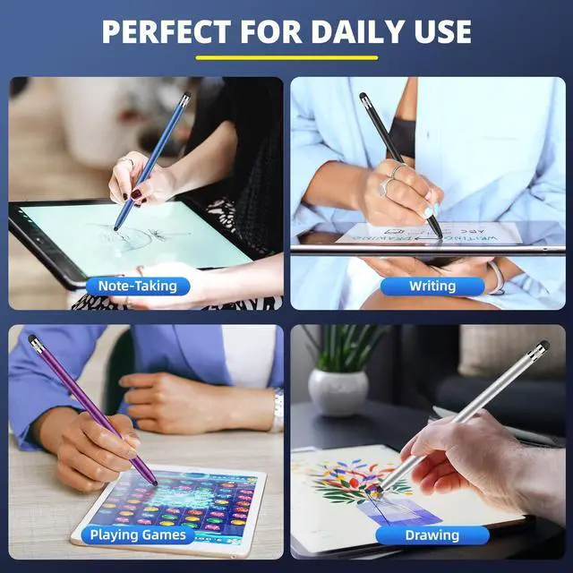 Alt view image 7 of 7 - Stylus Pen for Touchscreen [5 Pack] Stylus for iPad iPhone Android Phone Tablet Stylist High Sensitivity & Precision Fine Point Rubber Ends Universal capacitive Touch Screen Pencil
