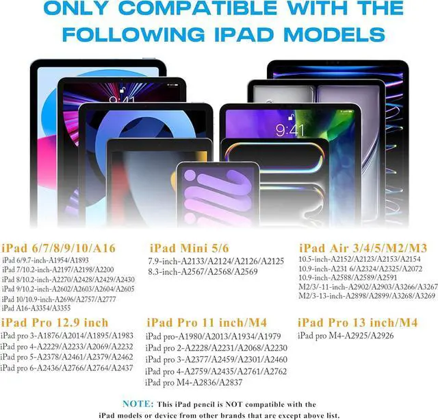 Alt view image 2 of 7 - Stylus Pen for iPad 2018-2025 20-Mins Fast Charge for  Pencil with Tilt & Palm Rejection Active Digital Pens Compatible with iPad 6-10th Gen/A16 Pro 13/12.9/11/M4 Air 3/4/5/M2/M3 Mini 5/6