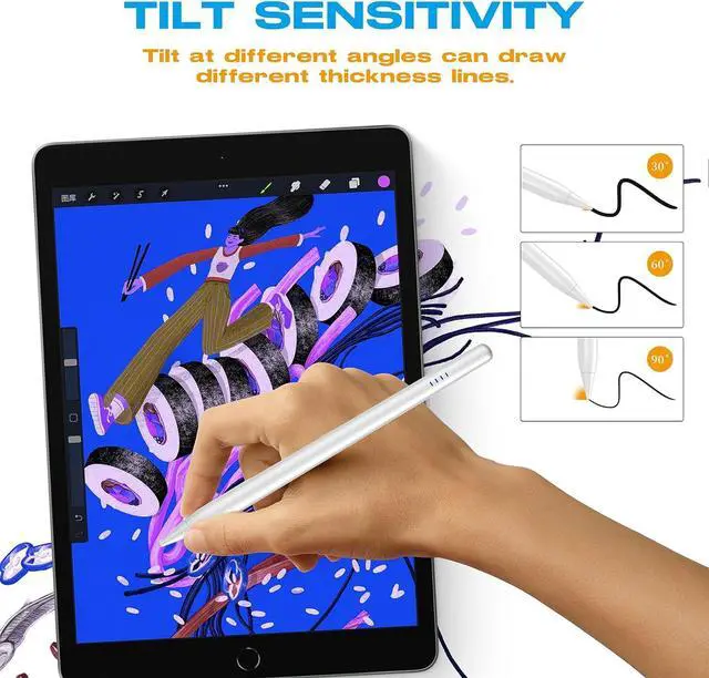 Alt view image 4 of 7 - Stylus Pen for iPad 2018-2025 20-Mins Fast Charge for  Pencil with Tilt & Palm Rejection Active Digital Pens Compatible with iPad 6-10th Gen/A16 Pro 13/12.9/11/M4 Air 3/4/5/M2/M3 Mini 5/6