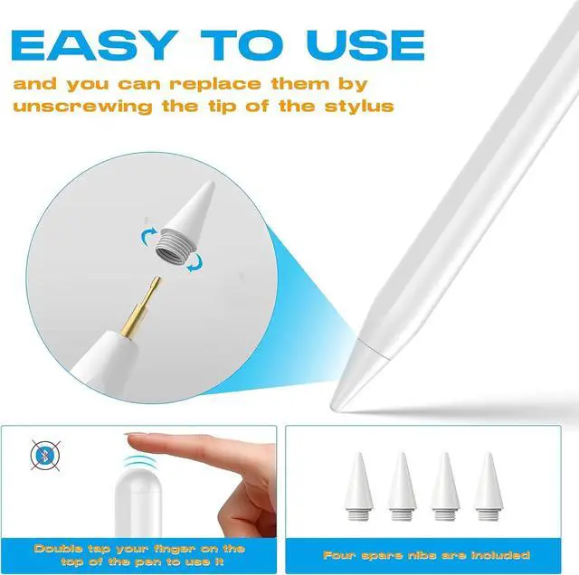 Alt view image 6 of 7 - Stylus Pen for iPad 2018-2025 20-Mins Fast Charge for  Pencil with Tilt & Palm Rejection Active Digital Pens Compatible with iPad 6-10th Gen/A16 Pro 13/12.9/11/M4 Air 3/4/5/M2/M3 Mini 5/6