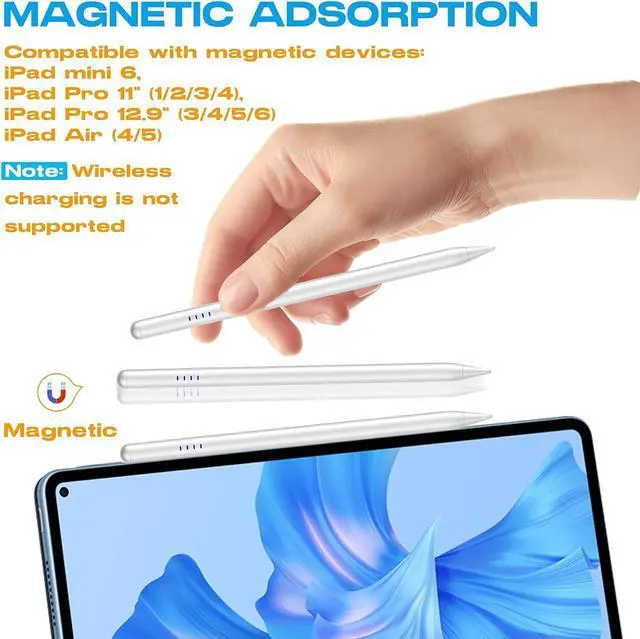 Alt view image 7 of 7 - Stylus Pen for iPad 2018-2025 20-Mins Fast Charge for  Pencil with Tilt & Palm Rejection Active Digital Pens Compatible with iPad 6-10th Gen/A16 Pro 13/12.9/11/M4 Air 3/4/5/M2/M3 Mini 5/6