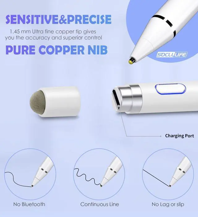 Alt view image 4 of 7 - Active Stylus Pen for Touch Screens Dual Pen Tips for Drawing Writing High Precise Universal Digital Pencil for A-pple i-Phone 17/16/15/14/13/12/11/X i-Pad Air/Pro/Mini Tablet/Phone/Sam-Sung/K-indle