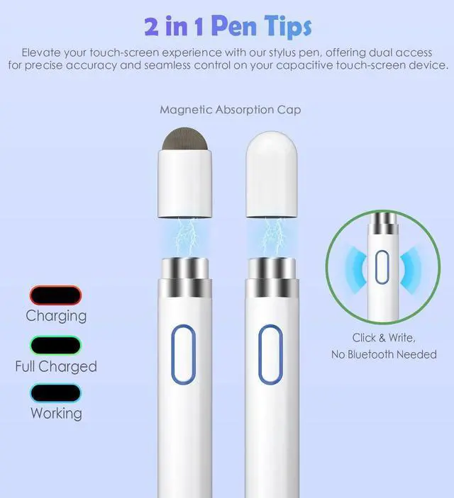 Alt view image 5 of 7 - Active Stylus Pen for Touch Screens Dual Pen Tips for Drawing Writing High Precise Universal Digital Pencil for A-pple i-Phone 17/16/15/14/13/12/11/X i-Pad Air/Pro/Mini Tablet/Phone/Sam-Sung/K-indle