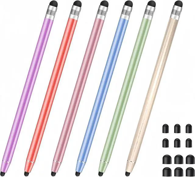 Main image of 6 Pack Stylus Pen for Touchscreen 2 in 1 High Sensitivity Capacitive Stylus Pen for iPad iPhone Android Smartphone Tablets and All Universal Touch Screens Devices with Fine Tip Stylus