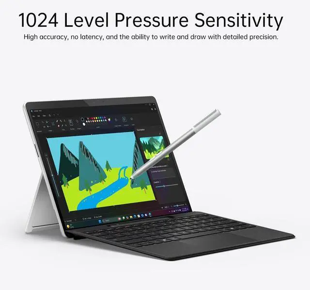 Alt view image 2 of 7 - Surface Pen for Surface Pro 11 for Surface Pro/Go/Laptop/Book/Studio Series Surface Stylus with Replacement Tip 1024 Pressure Platinum Model 1896