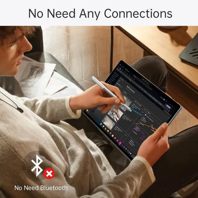 Alt view image 4 of 7 - Surface Pen for Surface Pro 11 for Surface Pro/Go/Laptop/Book/Studio Series Surface Stylus with Replacement Tip 1024 Pressure Platinum Model 1896