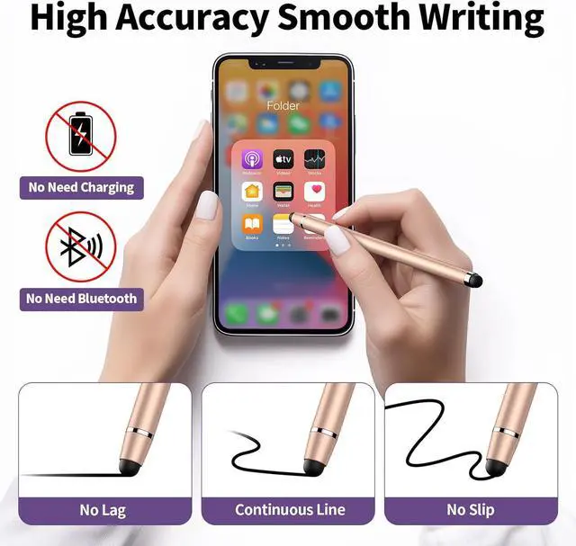 Alt view image 4 of 7 - Stylus Pen for Touchscreen 2 in 1 High Precision and Sensitivity Stylus Pen Stylus Pen for iPad/iPhone/Android/ Smartphone and Tablets Compatible with All Touch Screens(10 Colors Stylus)