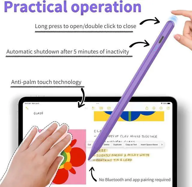 Alt view image 4 of 7 - Stylus Pen for  iPad 2025-2018 Faster Charge  Pencil for iPad with Tilt Sensitivity & Palm Rejection & Magnetic Compatible iPad 10/9/8/7/6 Pad Air 3/4/5 Pro 12.9/11 Mini 6/5 M2 M4