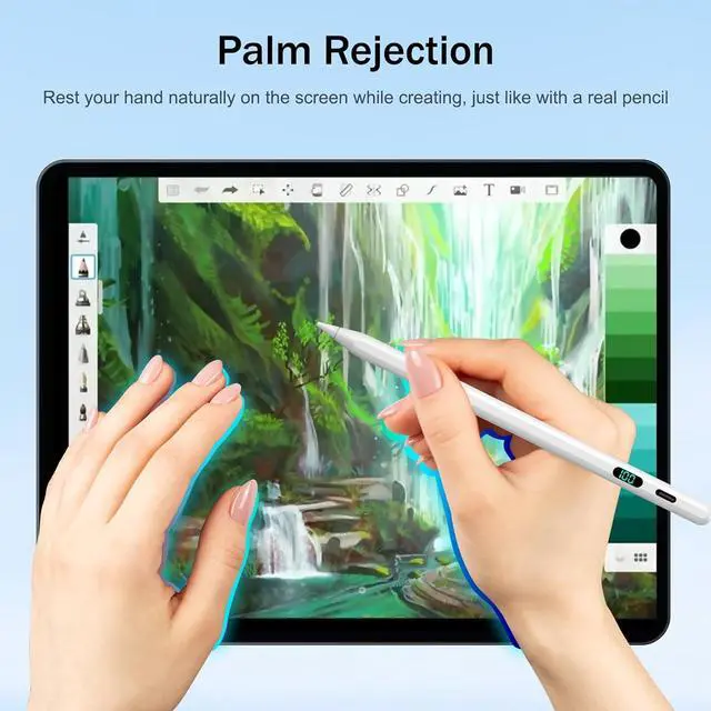Alt view image 5 of 7 - Stylus Pen for iPad 2025-2018 with LED Power Display Fast Charge Palm Rejection Pencil for iPad 10/9/8/7/6th 11th A16 Air 11/13 M2/M3 Pro 11/13 M4 Pro 12.9 Air 5/4/3 Mini 7/6/5
