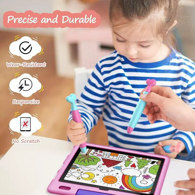 Alt view image 3 of 7 - Digiroot Kids Stylus Pens - 3 Pack with Durable Rubber Tips Compatible with Fire iPad iPhone Android Tablets and Phones