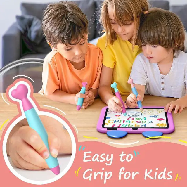 Alt view image 4 of 7 - Digiroot Kids Stylus Pens - 3 Pack with Durable Rubber Tips Compatible with Fire iPad iPhone Android Tablets and Phones