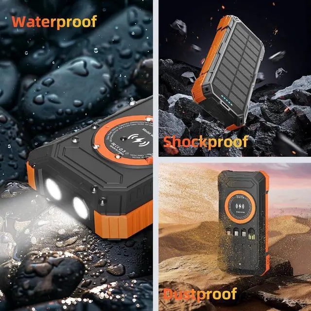 Alt view image 6 of 7 - Solar Charger Power Bank 49800mAh Wireless Portable Phone Charger 22.5W QC3.0 Fast Charging Built in 4 Cables with USB C 6 Outputs & 2 Inputs for All Cell Phone