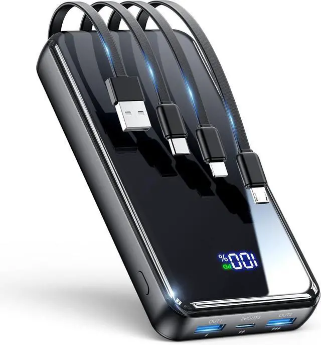 Main image of Portable Charger 42800mAh Power Bank Built-in Cable 22.5W PD USB C In & Out Fast Charging External Battery Pack with 6 Output & 2 Input Travel Phone Charger for iPhone 16/15/14/13/12 Android