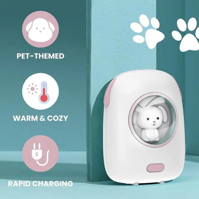 Alt view image 3 of 7 - Cute Portable Charger/Power Bank | Compatible with iPhone Galaxy & Pixel | Doubles as a Rechargeable Hand Warmer | LED Display & Cute Pet-Themed Design (White)