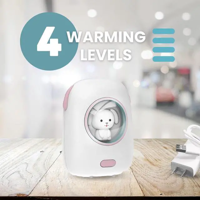 Alt view image 6 of 7 - Cute Portable Charger/Power Bank | Compatible with iPhone Galaxy & Pixel | Doubles as a Rechargeable Hand Warmer | LED Display & Cute Pet-Themed Design (White)