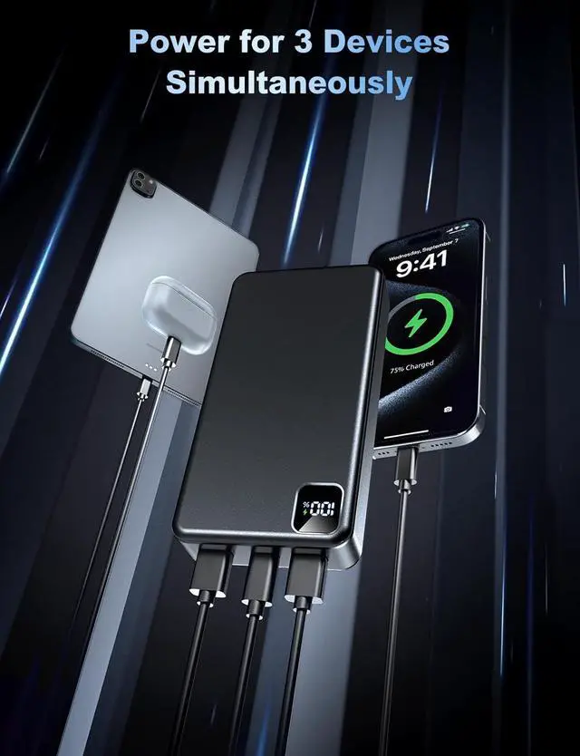 Alt view image 4 of 7 - Portable Charger Power Bank 56800mAh Battery Pack-22.5W Fast Charging with USB C & LED Display 3 Outputs High Capacity Portable Power Bank for iPhone 16/15/14/13 Series  iPad etc