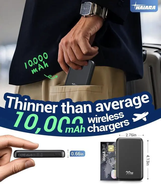 Alt view image 2 of 7 - for Magsafe Battery Pack 10000mAh Magnetic Portable Charger with USB C Cable 20W PD Fast Charging Slim & Lightweight Wireless Power Bank for iPhone 16/15/14/13/12 Series