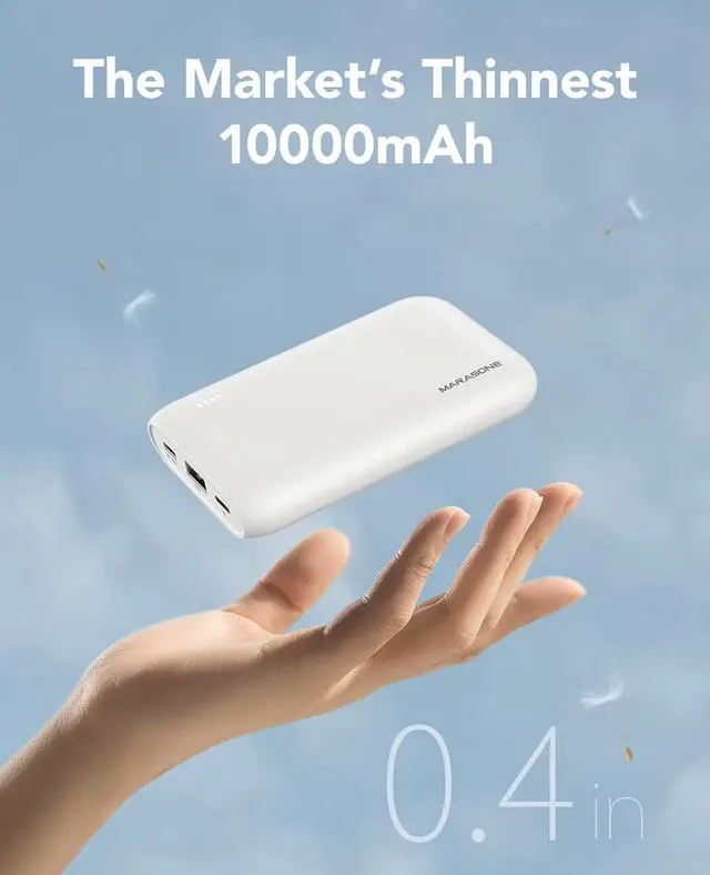 Alt view image 2 of 7 - Portable Charger Slimmest 10000mAh 22.5W PD Fast Power Bank USB C in&Out High-Speed Charging Battery Pack Compatible with iPhone 16 15 14 13 X  S22 S21 Google iPad etc