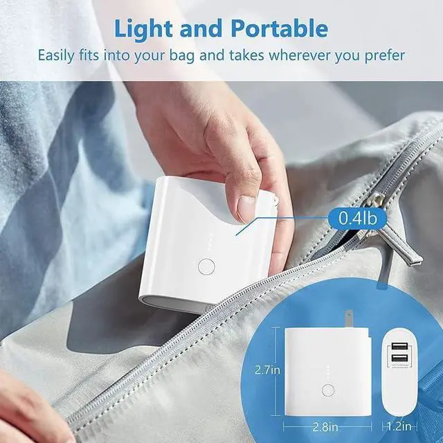 Alt view image 4 of 7 - Acoucou Portable Power Bank with Wall Plug Dual USB Wall Charger Battery Phone Charger with 5000mAh External Battery Pack Built-in Foldable AC Wall Plug Compatible with All Kinds of Cellphones