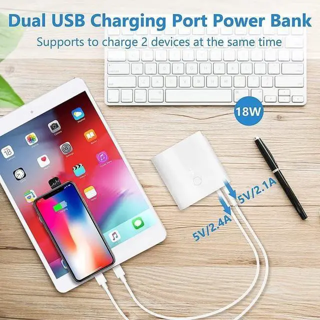 Alt view image 7 of 7 - Acoucou Portable Power Bank with Wall Plug Dual USB Wall Charger Battery Phone Charger with 5000mAh External Battery Pack Built-in Foldable AC Wall Plug Compatible with All Kinds of Cellphones
