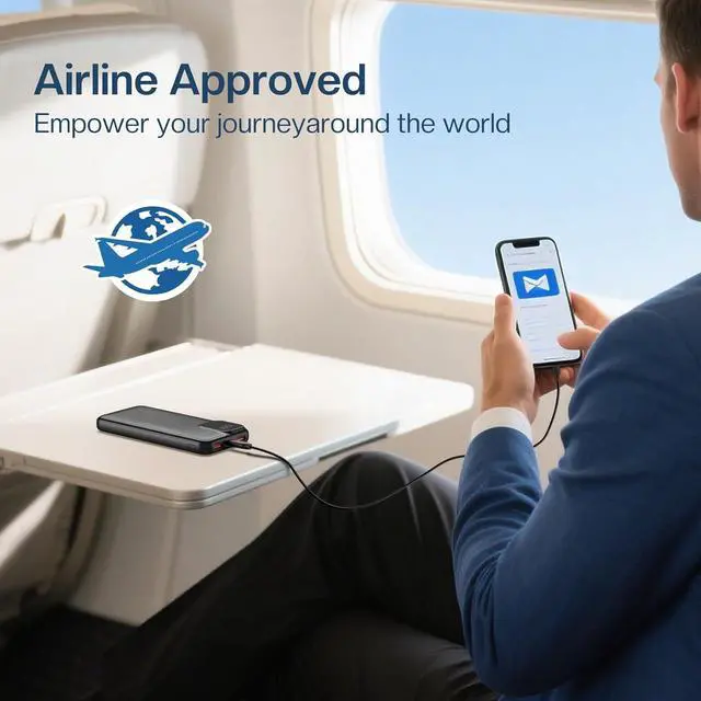 Alt view image 7 of 7 - Portable Charger Power Bank 10000mAh 22.5W Fast Charging Battery Pack USB C in & Out LED Display Compatible with iPhone 16 15 14 13 Pro  S24 Google iPad Tablet