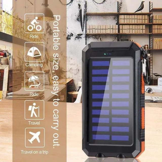 Alt view image 6 of 7 - Solar Charger 38800mAh Portable Type-C Solar Power Bank for All Cellphones Waterproof Battery Pack Outdoor External Backup Power Charger Three Outputs/LED Flashlights Perfect for Camping Travel