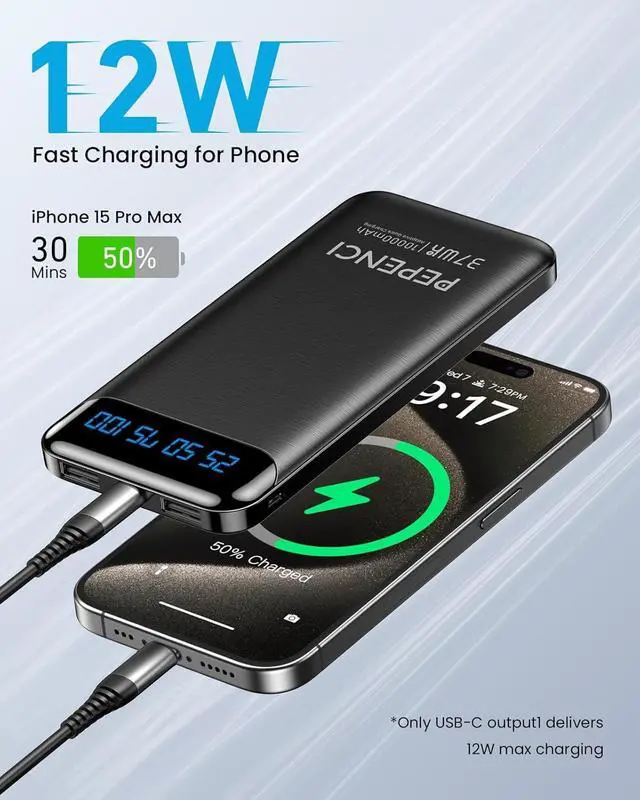 Alt view image 2 of 7 - Portable Charger Power Bank 10000mah Power Bank USB C in&Out Cell Phone Portable Power Bank Fast Charging Slim Portable Phone Charger Battery for iPhone  Galaxy Pixel Moto Tablet