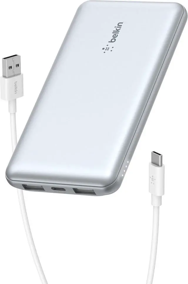 Main image of Portable Charger USB-C Power Bank 10 000mAh w/ 2xUSB-A Ports 15W w/Type-C to Type-A Cable for iPhone 16 15  Galaxy S25 Pixel iPad Nintendo Switch 2 & More - Pearl Blue
