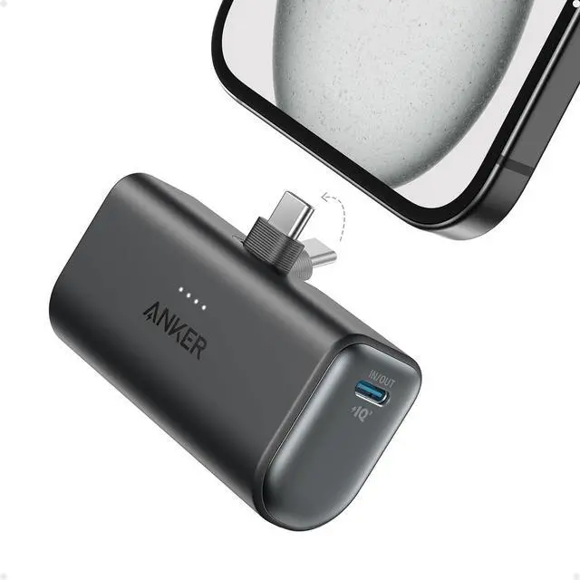 Main image of Nano Power Bank with Built-in USB-C Connector 5 000mAh Portable Charger 22.5W for iPhone 16/15 Series  iPad Pro/Air and More
