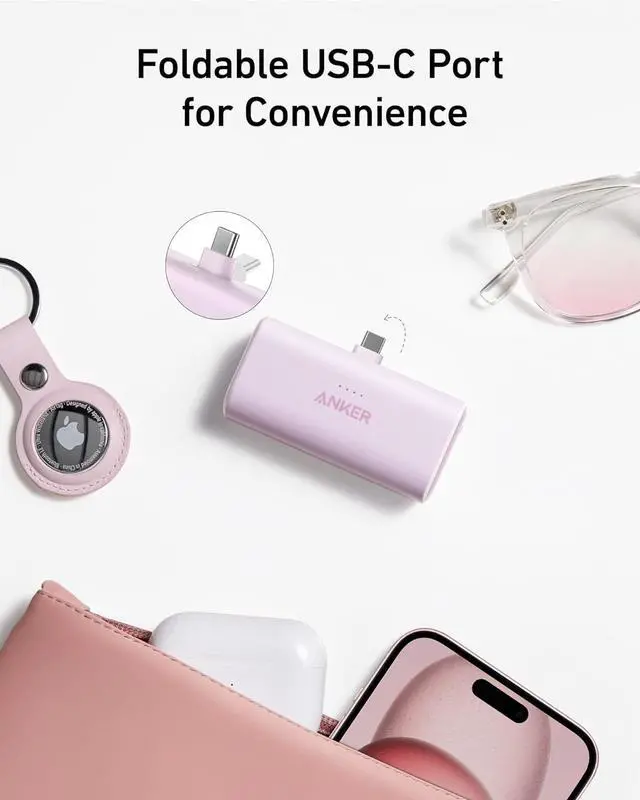 Alt view image 3 of 7 - Nano Power Bank with Built-in USB-C Connector 5 000mAh Portable Charger 22.5W for iPhone 16/15 Series  iPad Pro/Air and More
